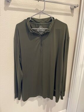 BURLEBO Olive Green Long-Sleeve Quarter-Zip Performance Top